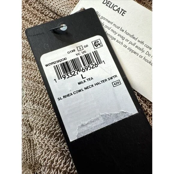 Guess Halter Top Womens Size L Champagne Color SL Rhea Cowl Neck Milk Tea - Picture 13 of 16